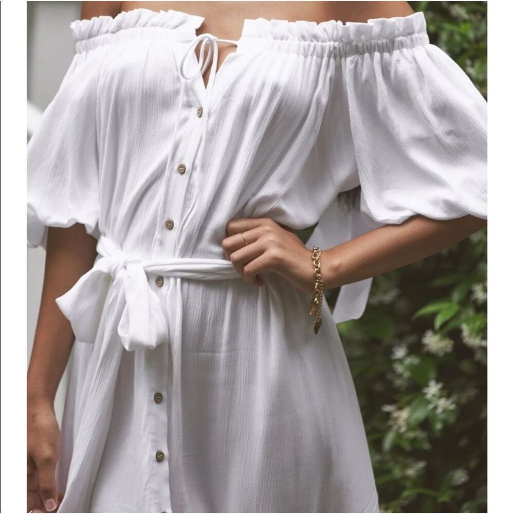 NWT Coven & Co White Milkmaid Dress Size XS Lagenlook Maternity - Picture 3 of 13